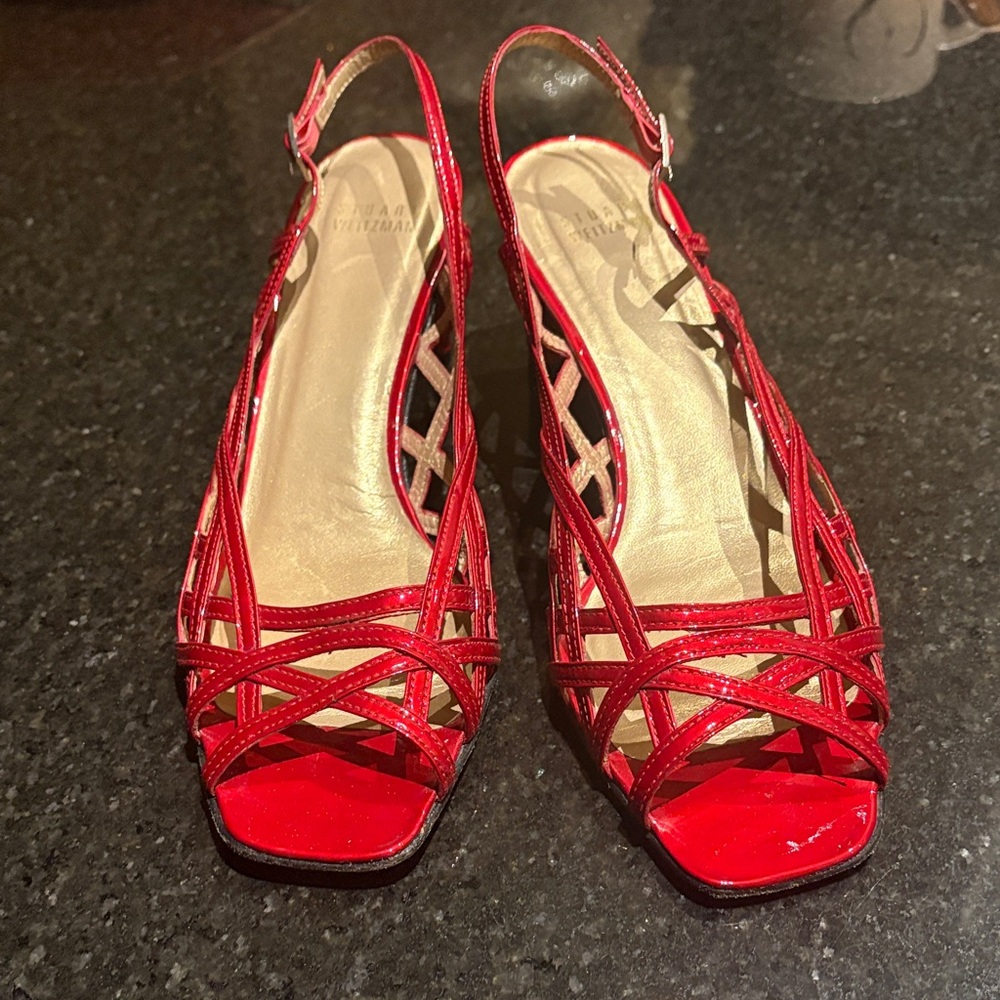 Stuart Weitzman Red Strappy Heels